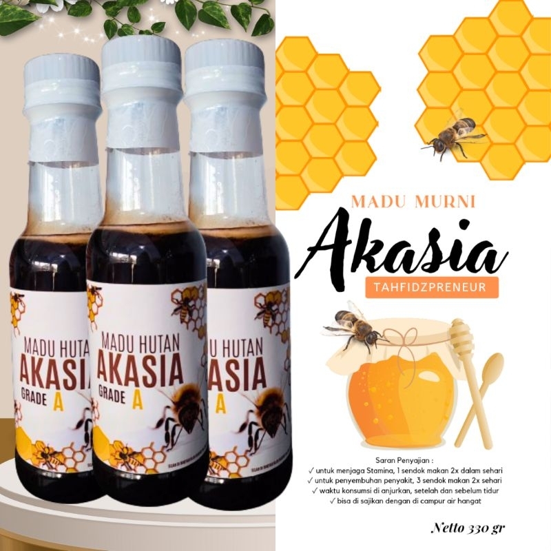 

PAKET 3 Madu Akasia Grade A 330gr/botol