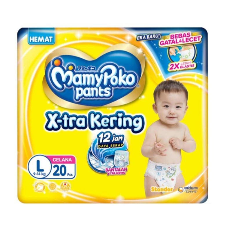 MamyPoko Pants Popok celana bayi Sekali Pakai L isi 20 pcs