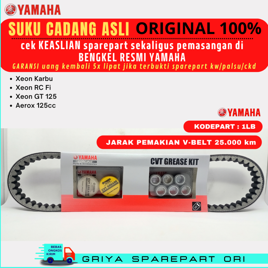 Vanbelt Yamaha Xeon GT 125 Ori Aerox 125 Vanbelt Xeon RC 125 Original Vanbelt RC Fi 125 Vanbelt Xeon