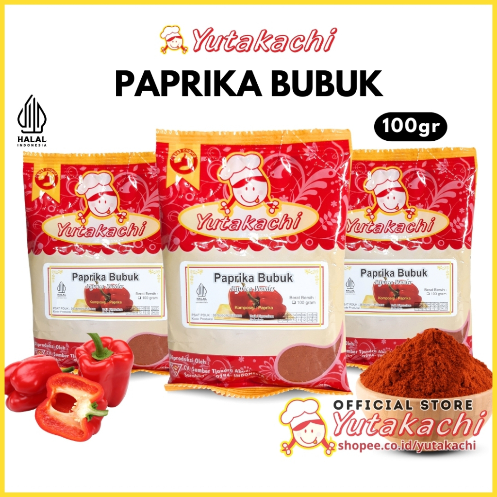 

Paprika Bubuk 100gr Yutakachi / Paprika Merah Bubuk / Bumbu Rempah Bubuk / Bumbu Masak Dapur
