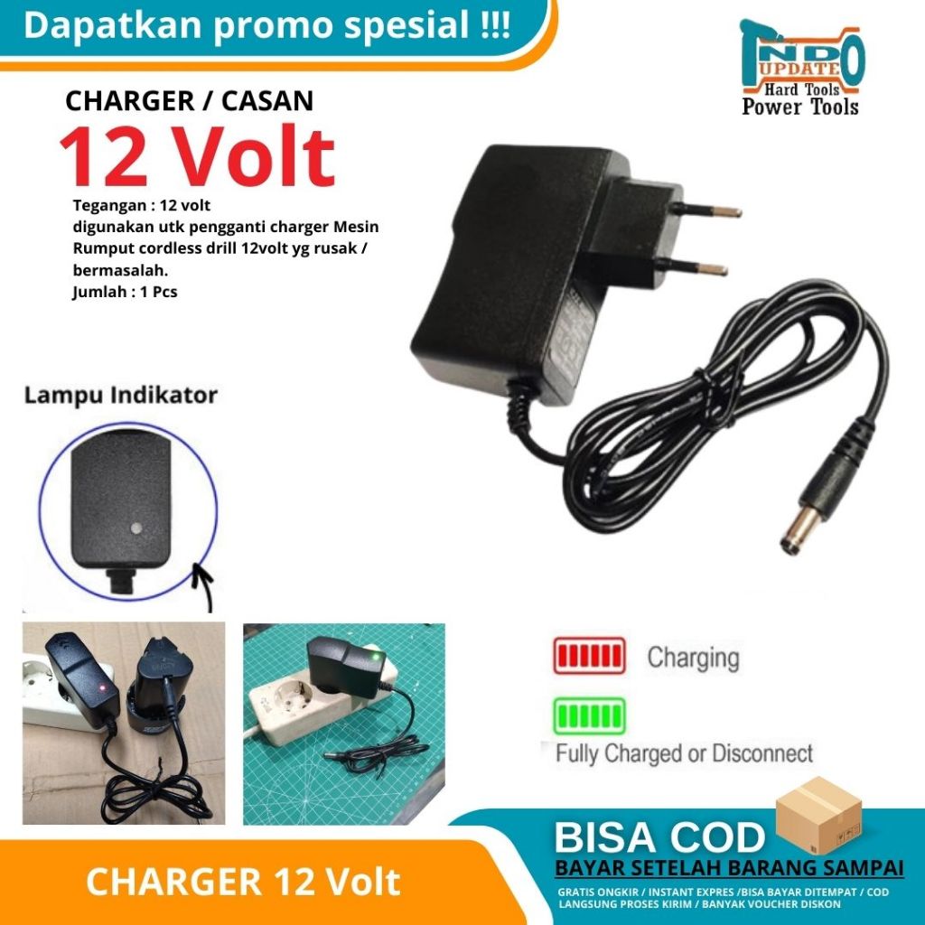 Charger 12V Adaptor Cas Mesin Bor Baterai Cordless Adapter Fast Charge 12 Volt  21V Impact Wrench Ba