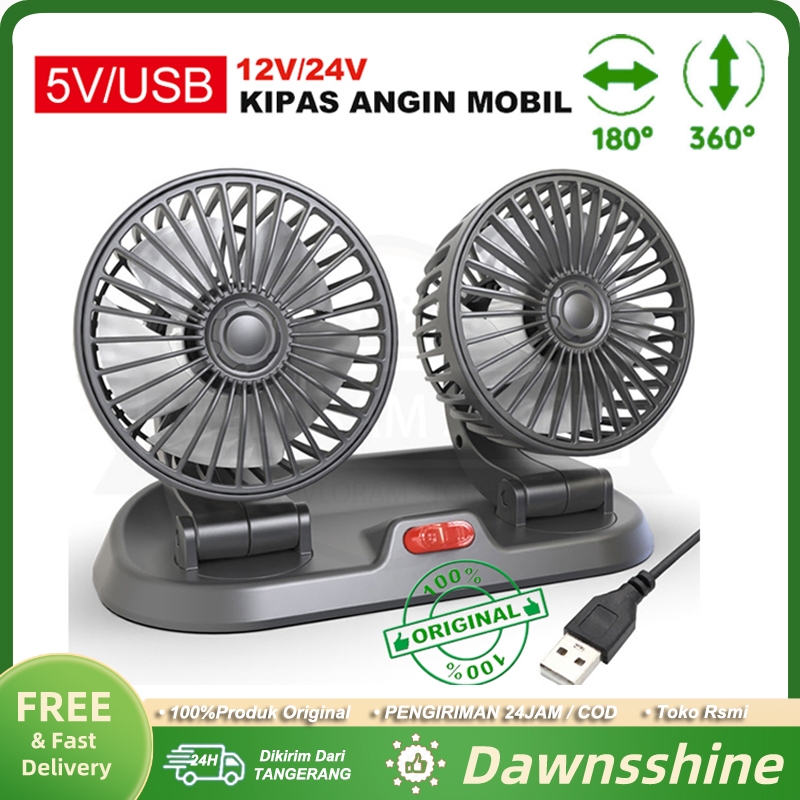 Kipas Angin Mobil 24/12 Volt Portable Mobil Gantung Kipas Mobil USB Double-Head Fan Untuk Truk/Mobil
