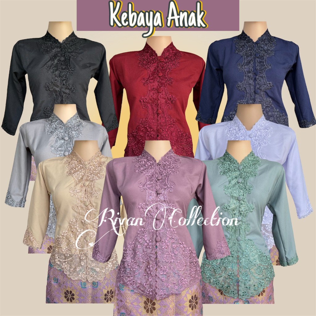 Kebaya Encim Anak Bordir Tangan Panjang Katun Micro Kebaya Anak TK SD