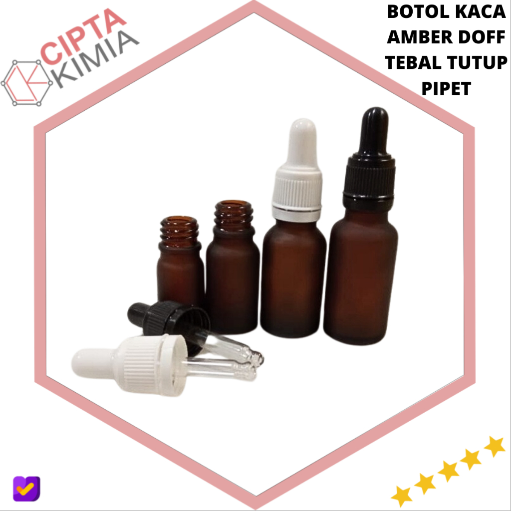 BOTOL KACA TEBAL AMBER DOFF PIPET/ BOTOL KACA TUTUP PIPET AMBER DOFF 5ML 10ML 15ML 20ML