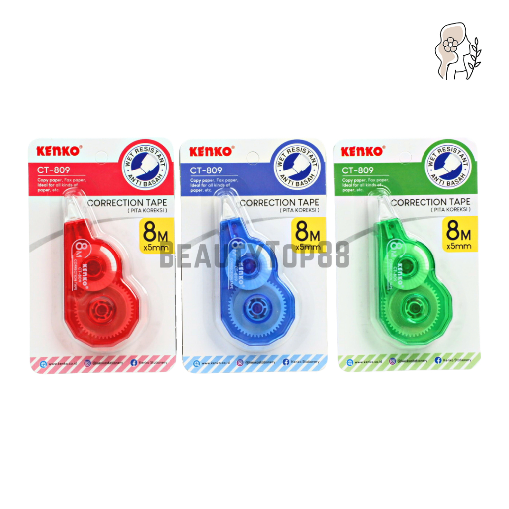 

Correction Tape Kenko CT-809 - Tipex Kertas Roll Ecer - Pita Koreksi 8 Meter