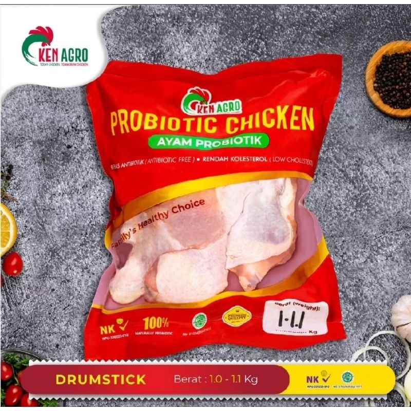 

Ayam Probiotik Ken Agro Drumstick Paha Bawah 1.0-1.1 kg Frozen (8-10pcs)