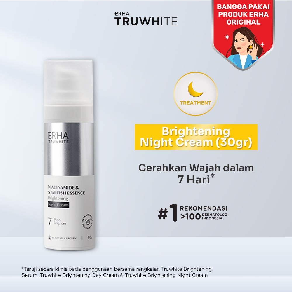 ERHA Truwhite Niacinamide & Starfish Essence Brightening Night Cream 30g - Krim Pencerah Wajah