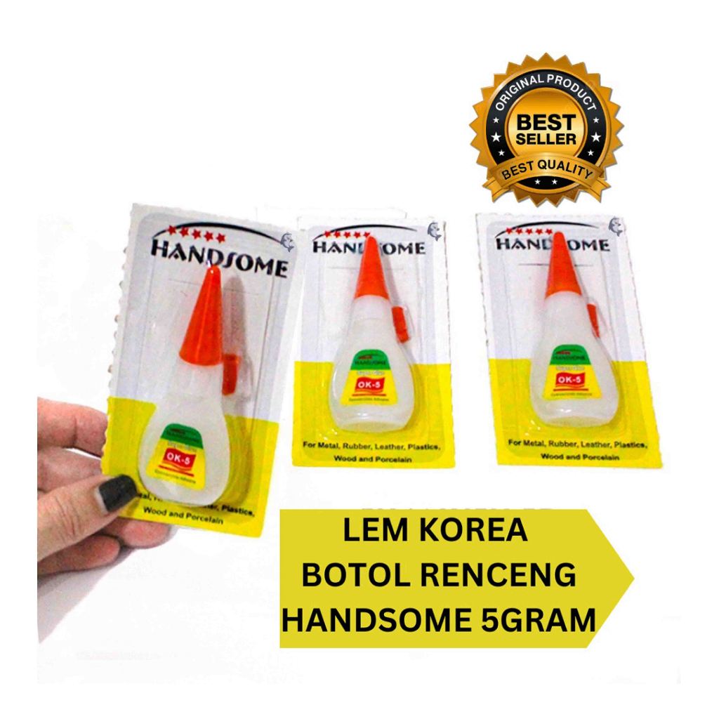 

Lem Super Glue Botol Handsome 5gram Rencengan [12 Pcs] / Super Glue Cyanoacrylate