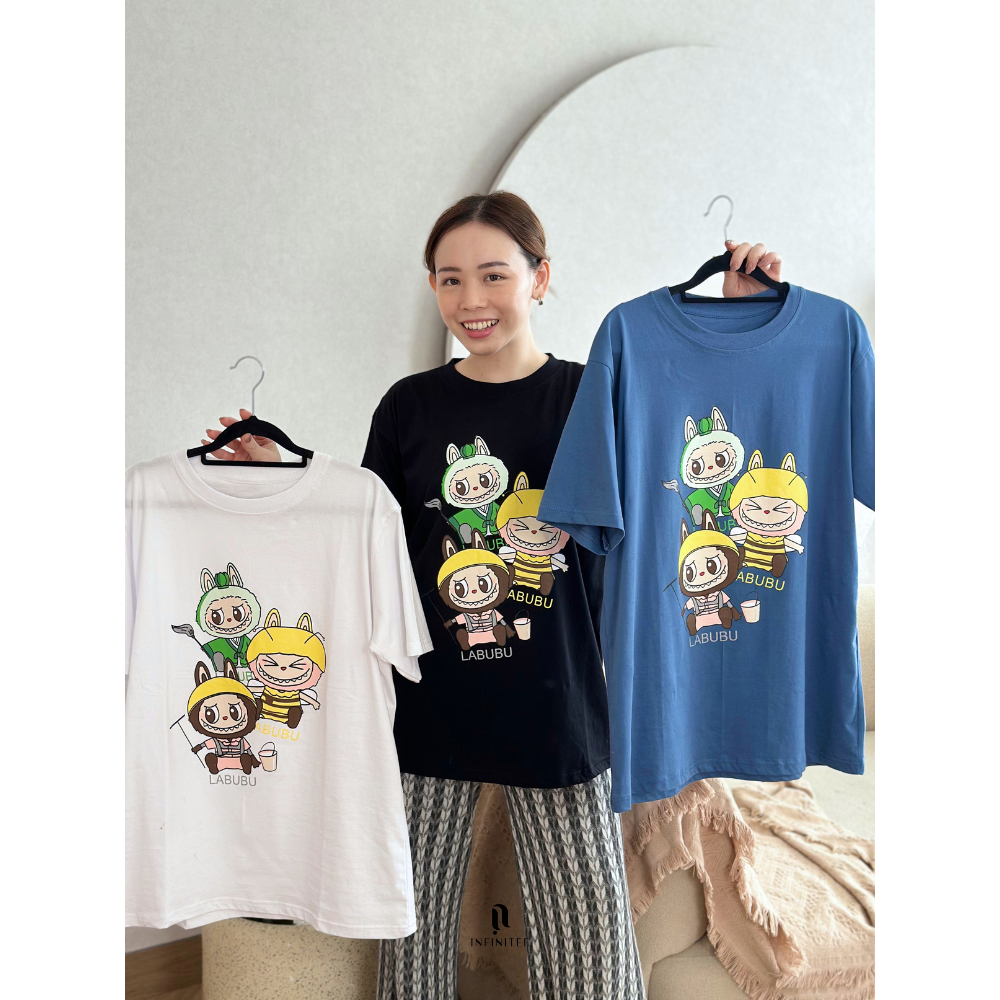 INFINITEE Kaos Oversized Wanita Bahan Katun Atasan Jumbo Bahan Katun IF 193