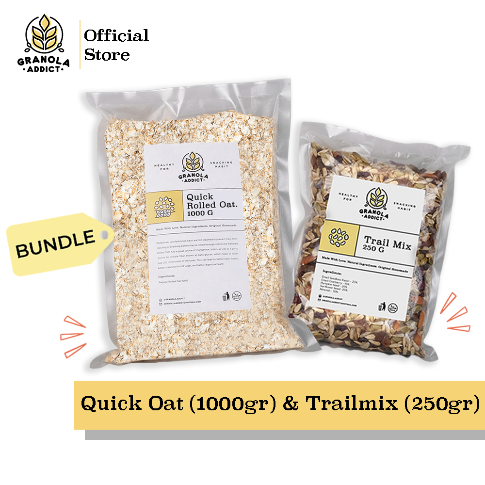 

Granola Addict - Paket Quick Rolled Oat 1KG + Trail Mix 250G