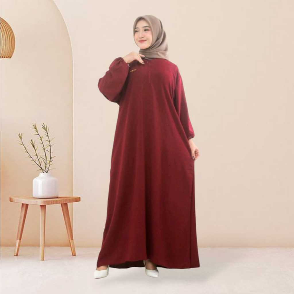GAMIS SEMI ABAYA JUMBO LD 120 GAMIS DAILY POLOS SYAR'I WANITA MUSLIM LENGAN PANJANG SAKU KANAN BUSUI