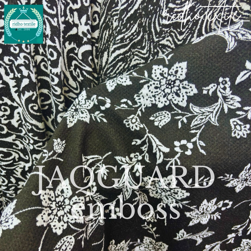 NEW!! BAHAN/KAIN JAQGUARD EMBOSS ANEKA MOTIF PUTIH & HITAM