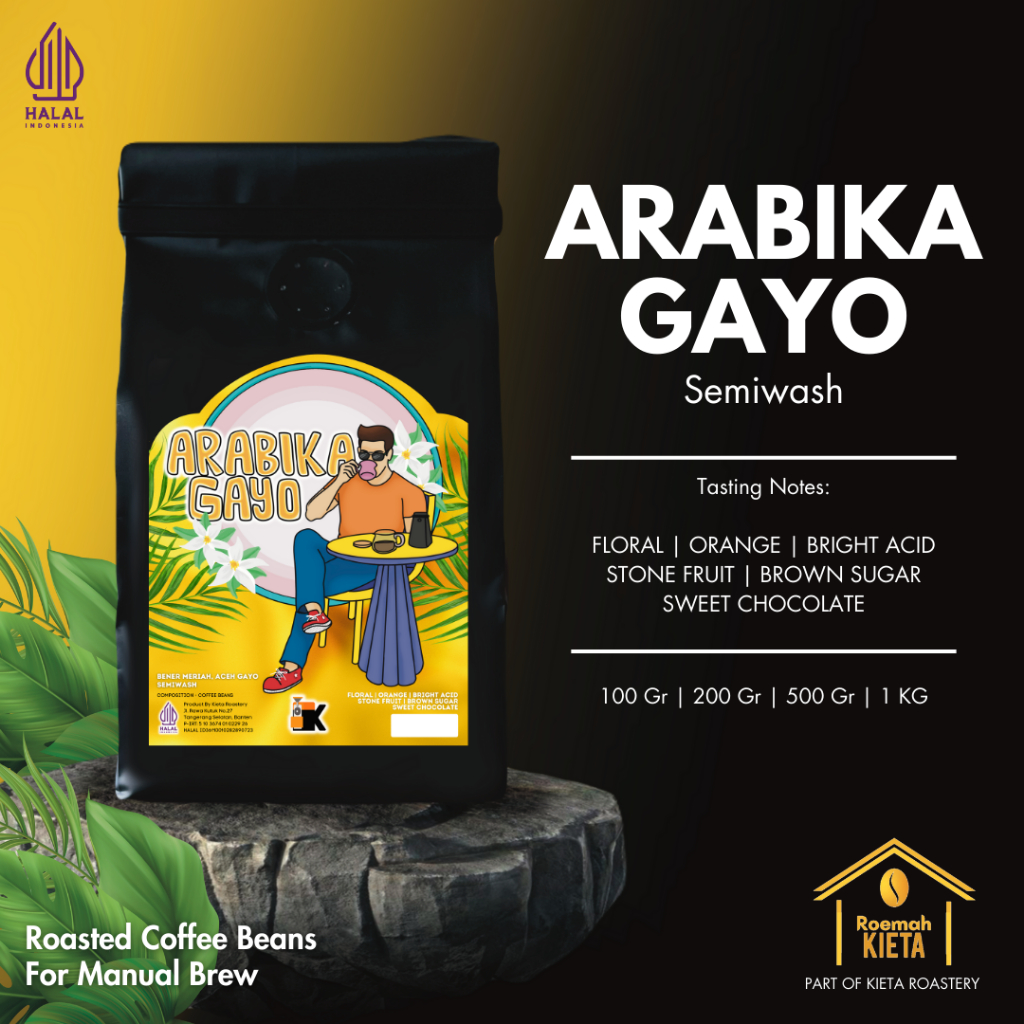 

Roemah Kieta - Biji Kopi Arabika Gayo Semiwash 100% Premium | Bubuk Roasted Coffee Beans