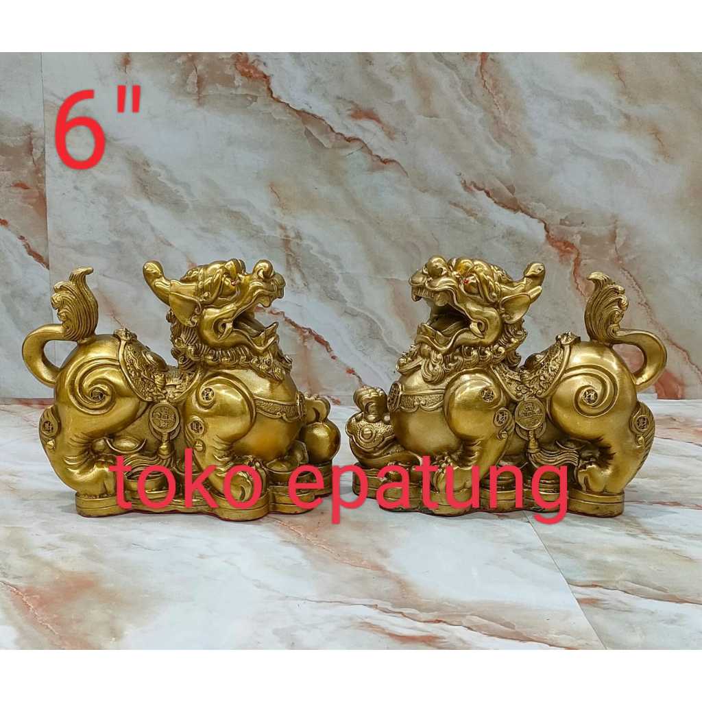 patung pajangan pi xiu / pixiu kuningan - 6 inch