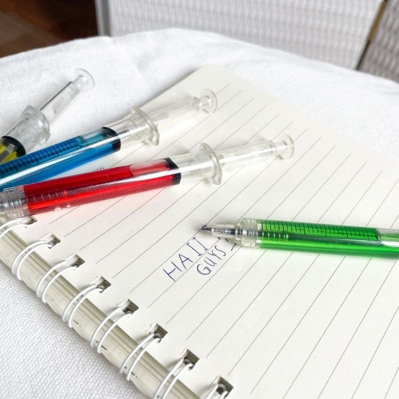 PULPEN JARUM SUNTIK LUCU KOREAN SYRINGE BALLPOINT PEN SOUVENIR AESTHETIC FANCY PENA