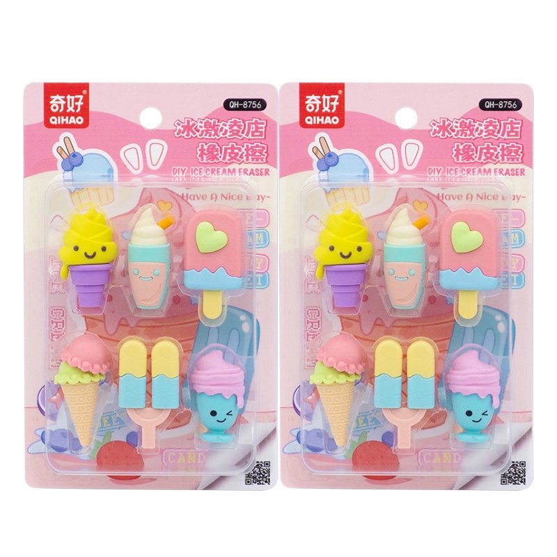 

8756 Set penghapus karakter anak sensory play motif dessert ice cream stationery