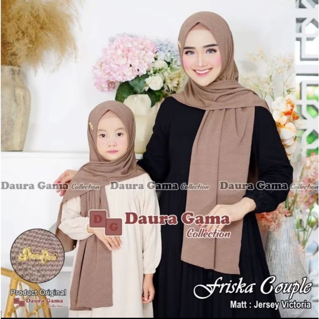 Couple Hijab ibu anak  Pasmina Instan Oval Jersey 2in1/Jilbab Pamina Couple Anak dan Ibu