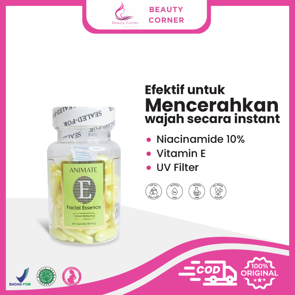 Serum Vitamin Wajah Animate Aloe Vera Facial Oil Essence  - 60 Softgels capsules