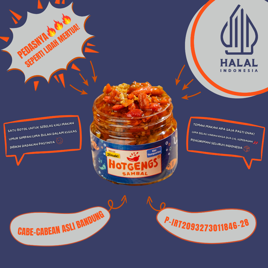 

Sambal Hotgengs - Sambal Bawang EBI TEMPURKU 170 Gram. Sambel Pedas Homemade