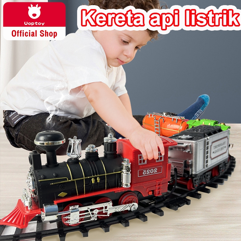 Uoptoy Mainan Spray Kereta Api Track Kereta Api Track Set Rail King Kereta Api Rel Panjang Kereta Api Mainan Kereta Api Mainan Edukasi Anak Mainan Anak Laki Laki