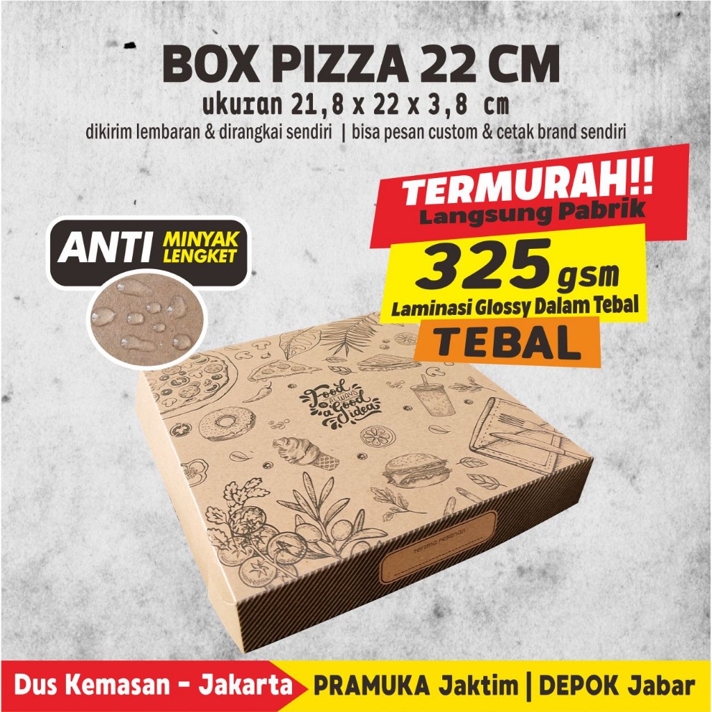 

BOX PIZZA 22 KRAFT LAMINASI MOTIF TEBAL