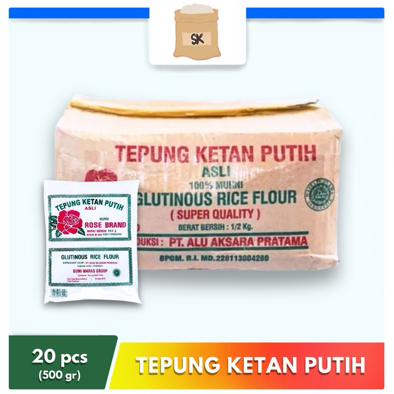 

1 Karton Dus Tepung Ketan Putih Rose Brand [20 pcs x 500 gr]