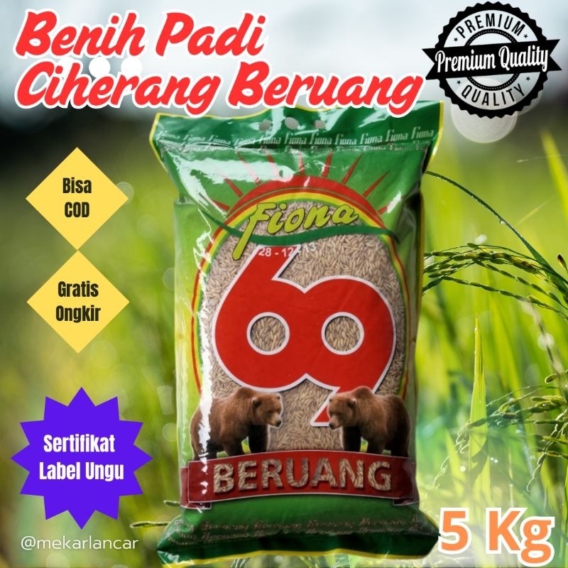 Benih Padi Ciherang Beruang/cbr Bersertifikat Label Ungu Kemasan 5kg