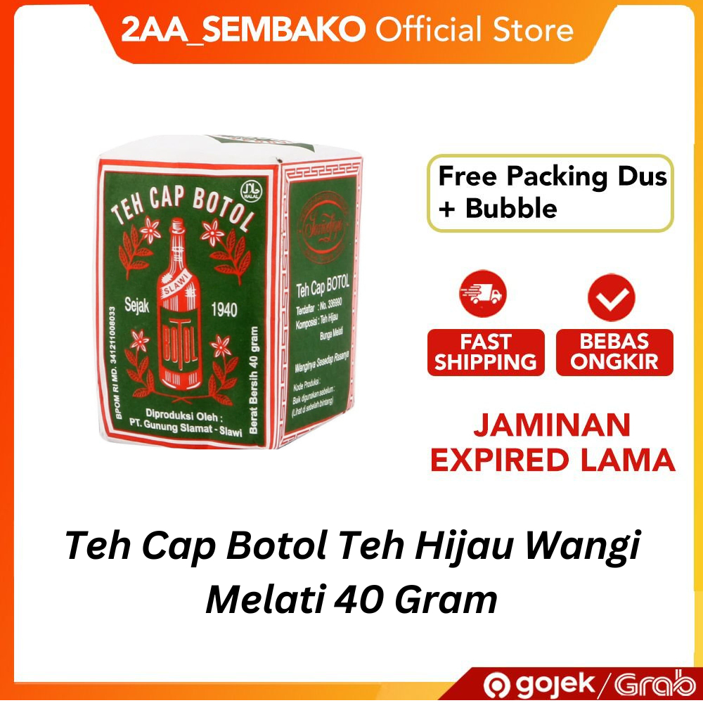 

Teh Bubuk Cap Botol Teh Hijau Wangi Melati 40 Gram