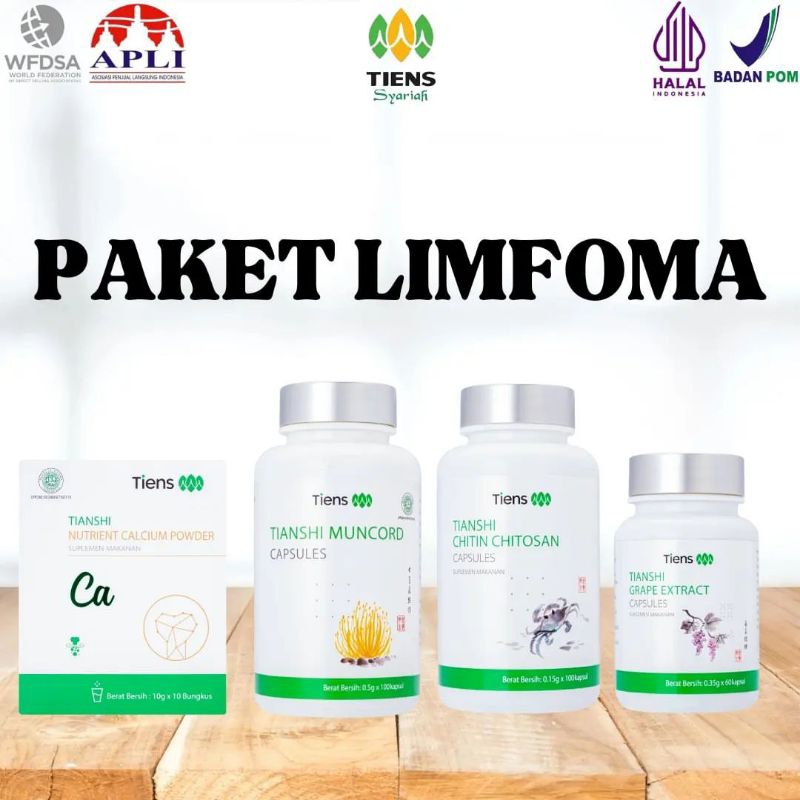 PAKET LIMFOMA (KOMBINASI KALSIUM+MUNCORD+CHITIN CHITOSAN+GRAPE EXTRACT)