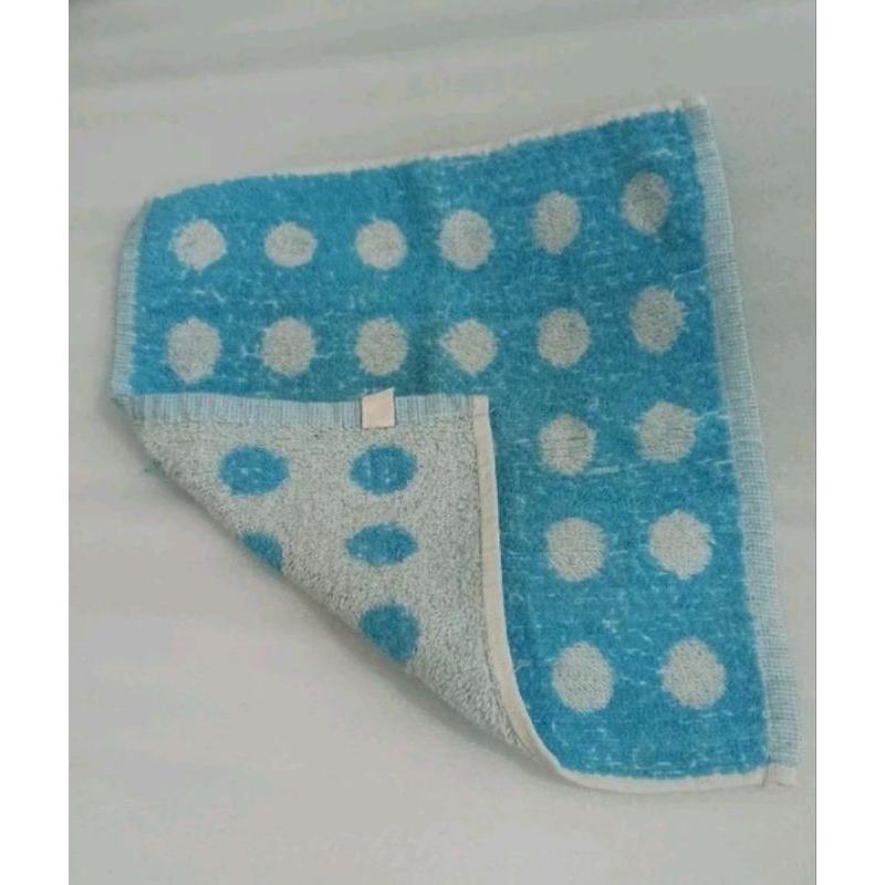 kain handuk kecil motif polkadot biru handuk wajah lap tangan