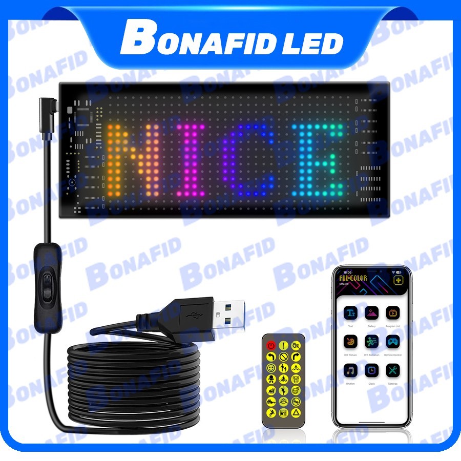 Flexible Led Running Text 20cm LED Lampu Hias Jendela Mobil: Bluetooth Interaktif dan Desain Flexibl