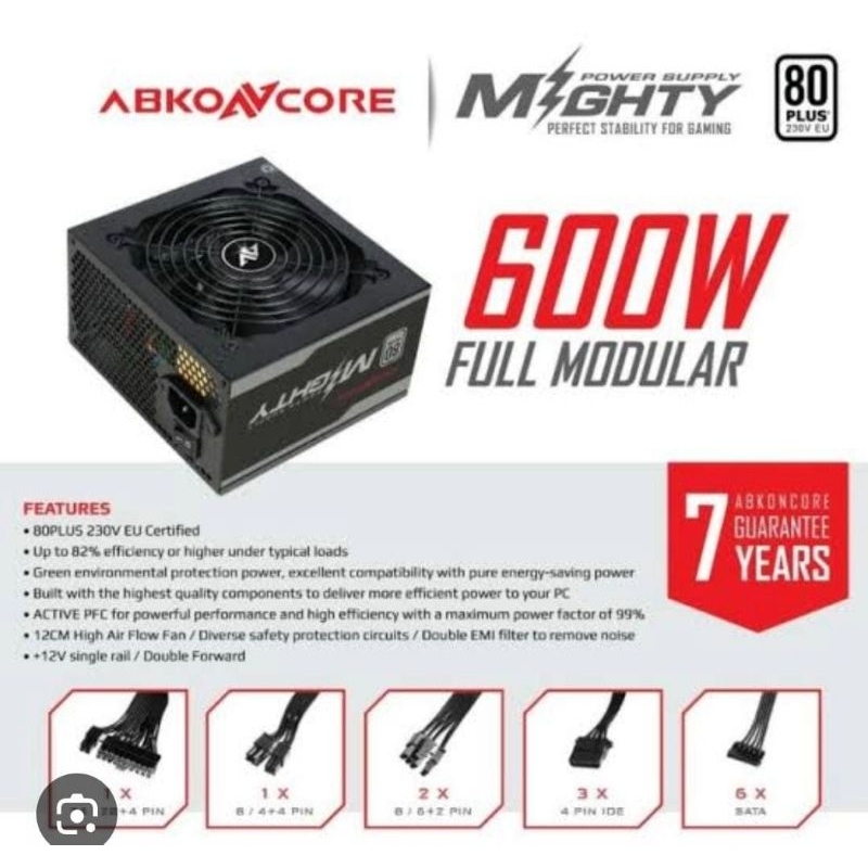 PSU Abkoncore 600W 80+ Full Modular Power Supply
