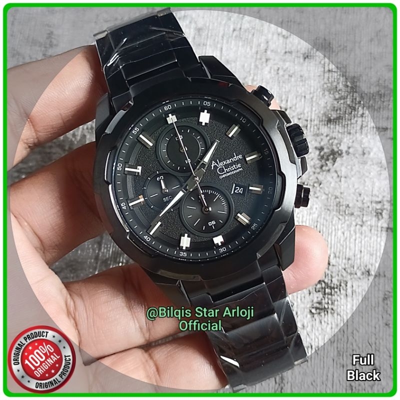 Alexandre Christie Pria Ac 6523 Mc Tali Rantai Full Black Original