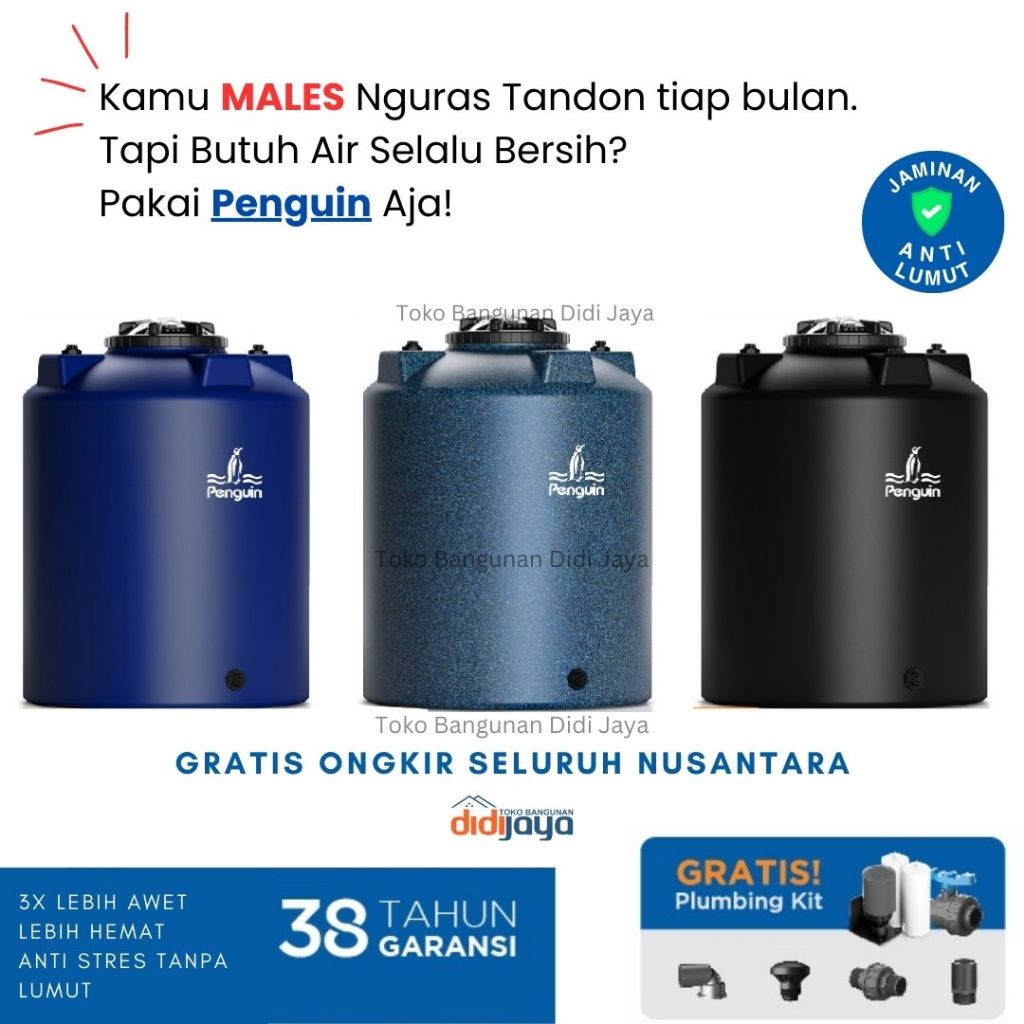 Tandon Air Penguin Anti Lumut Toren Air Tangki Air Penguin TB 110 1000 Liter FREE ONGKIR SE-JAWA