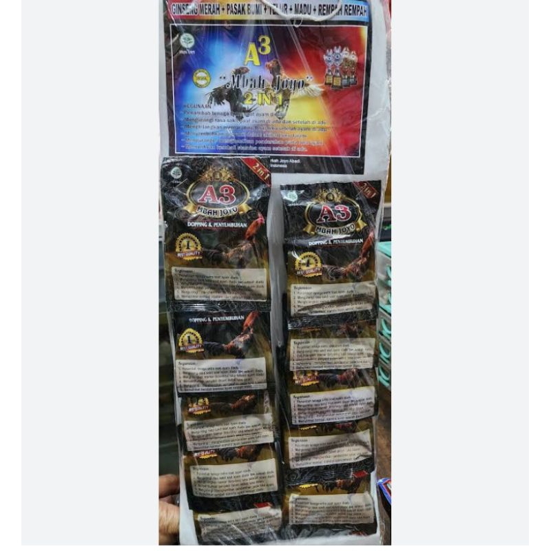 Mbah Joyo A3 Jamu Ayam Jago Lengkap Doping &Penyembuhan Ayam Aduan penambah stamina mental tarung na