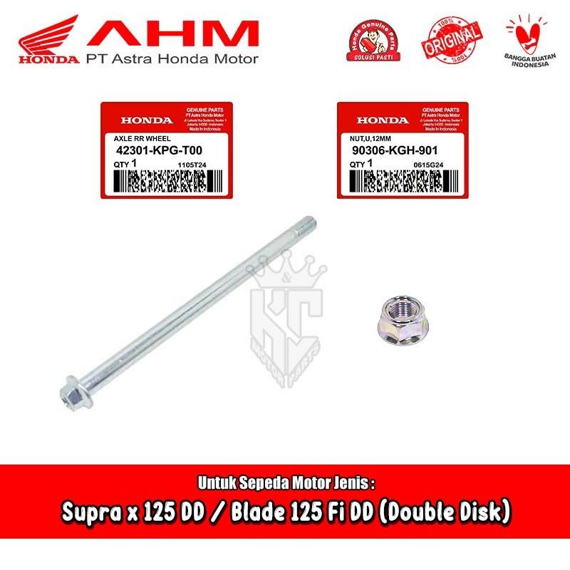 As Roda Belakang + Nut Honda Supra x Blade 125 Karbu Fi DD Double Disk AHM 42301-KPG-T00