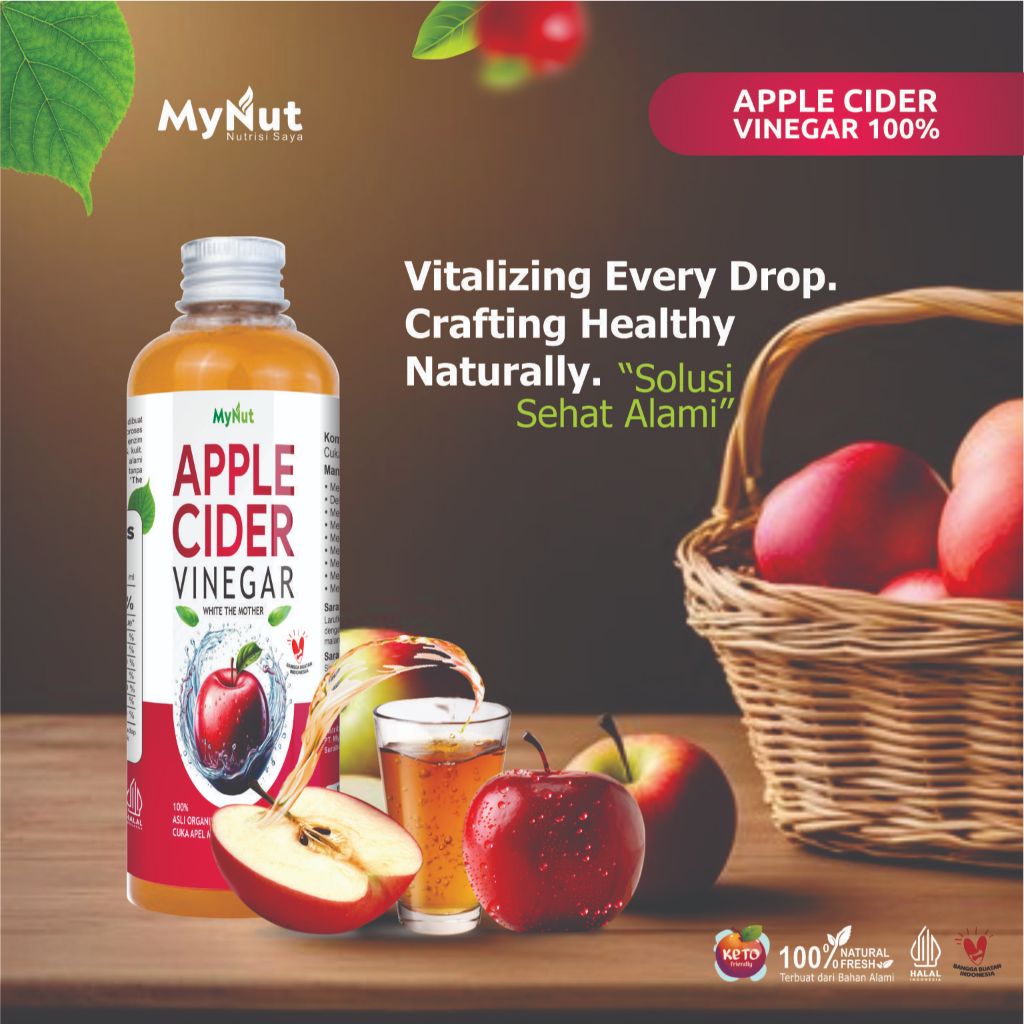

MYNUT CUKA APEL 250 ML APPLE CIDER VINEGAR NUTRISI SAYA 100% ORIGINAL HERBAL ORGANIC