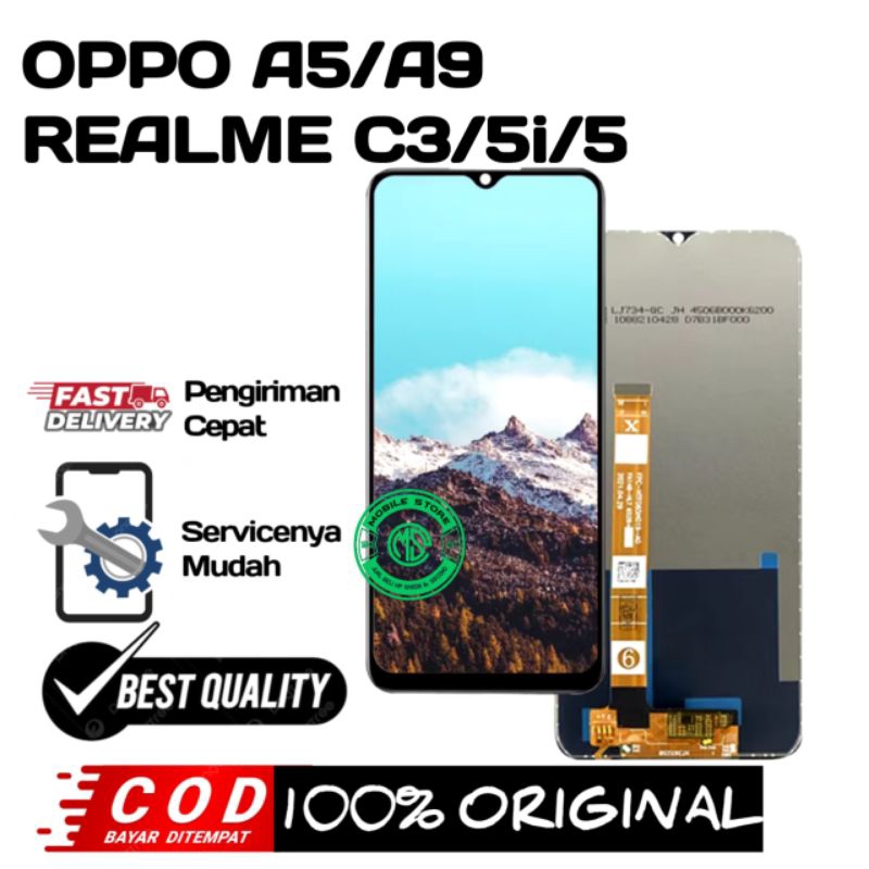 Lcd Oppo A5 2020/A9 2020/Realme C3/5i/5 touchscreen Fullset original asli 100%