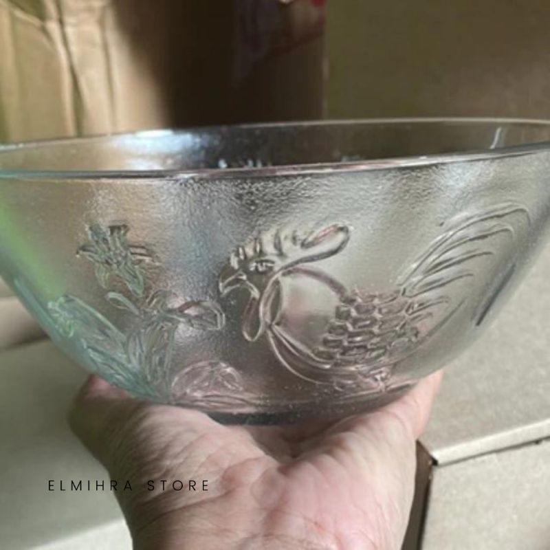 Mangkok Kaca Bening ayam Jago souvenir/SOUVENIR MANGKOK KACA SOUVENIR PERNIKAHAN