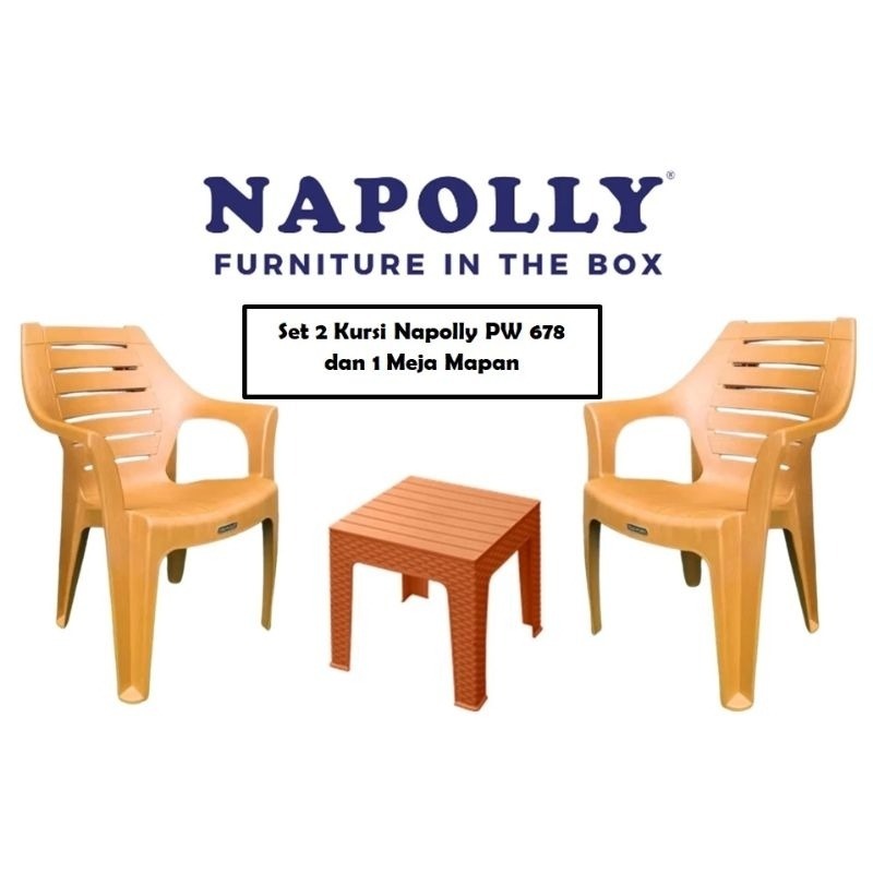 KURSI TERAS NAPOLLY 2 KURSI 1 MEJA MAPAN / KURSI TERAS / KURSI PLASTIK BATAM