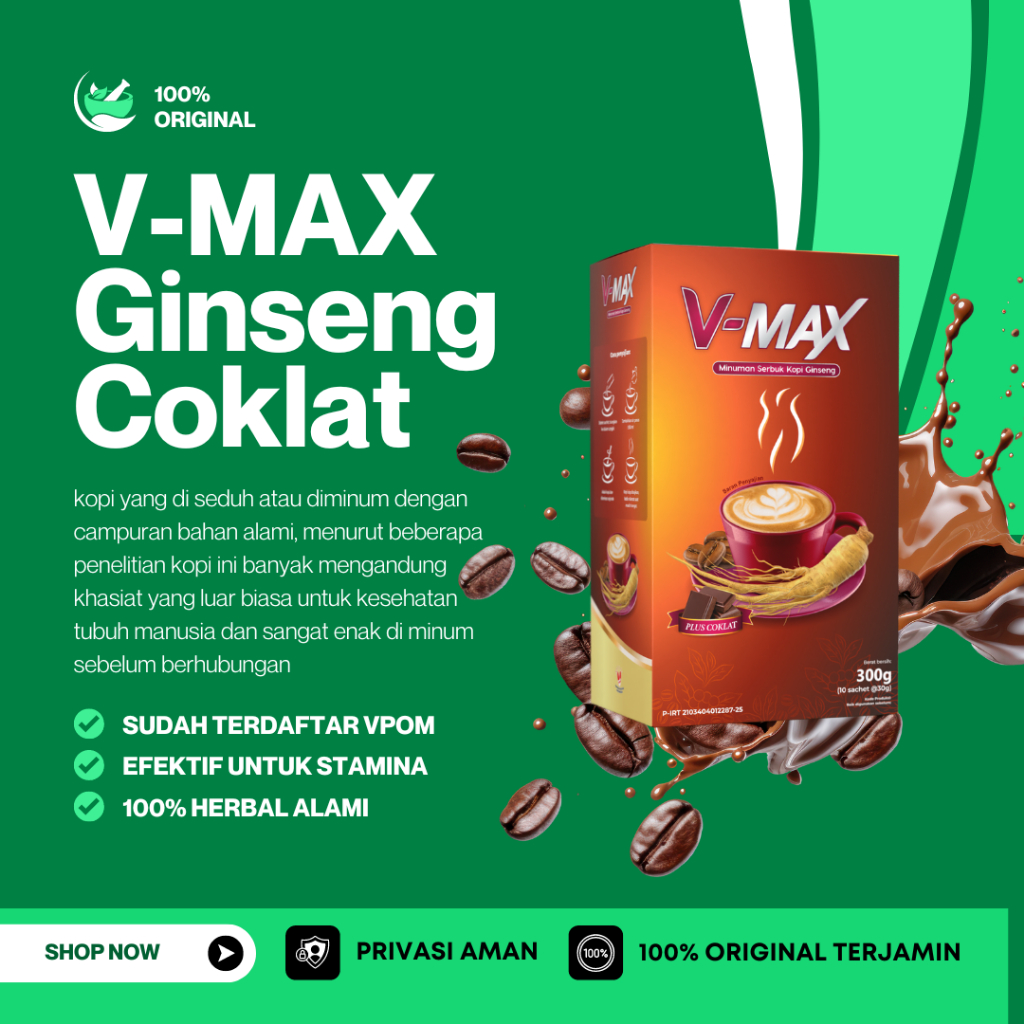 

VMAX Minuman Kopi Stamina Pria Kuat Tahan Lama Original Bpom Extra Gingseng Dan Gula Aren Asli