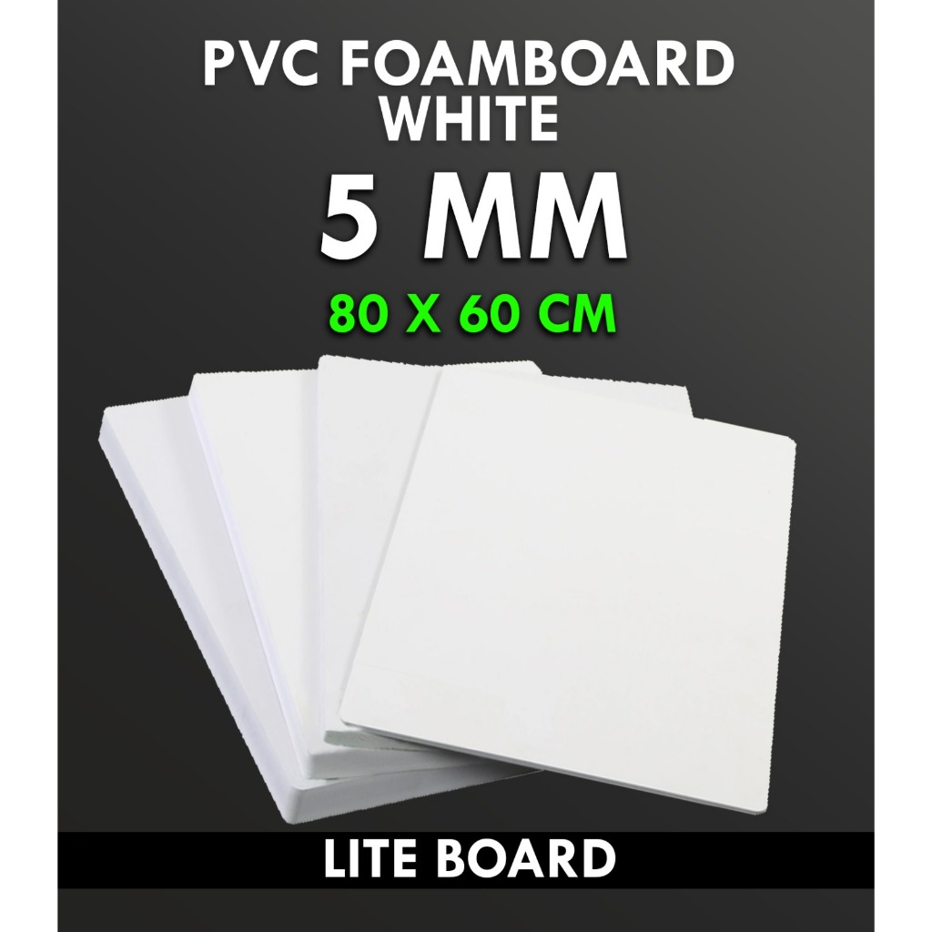 PVC FOAM BOARD WHITE 5 MM UKURAN 80 CM X 60 CM