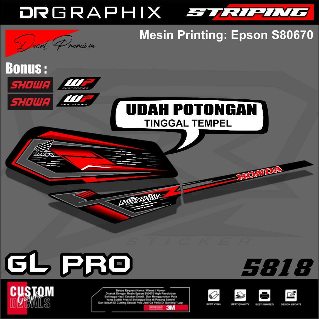 STIKER STRIPING BODY GL PRO / STRIPING GL MAX VARIASI / STRIPING GL NEOTECH NEW DESAIN