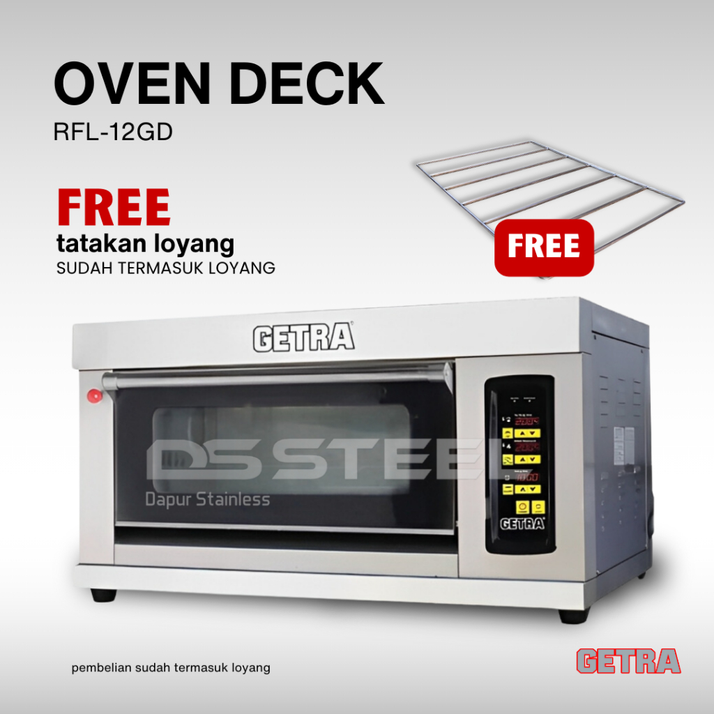 GETRA Gas Baking Oven RFL-12GD/RFL 12GD/RFL12/Oven Roti 1 Deck 2 Loyang/Oven Hemat Listrik FREE Tata