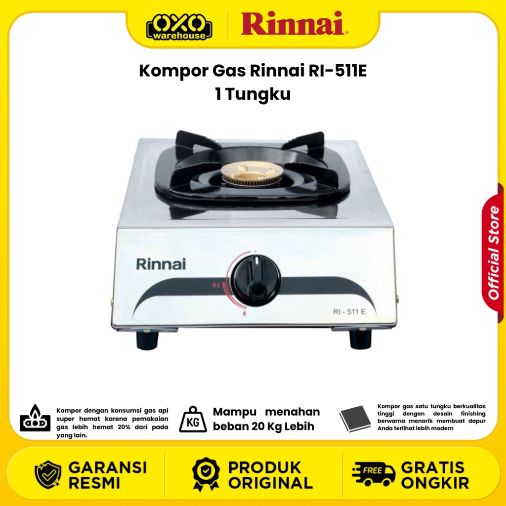 Rinnai  Kompor Gas  RI-511E 1 Tungku Garansi Resmi