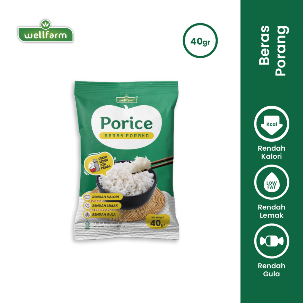 Porice Beras Porang Saschet, Beras Instan Baik Untuk Diet dan Diabetes / WellFarm