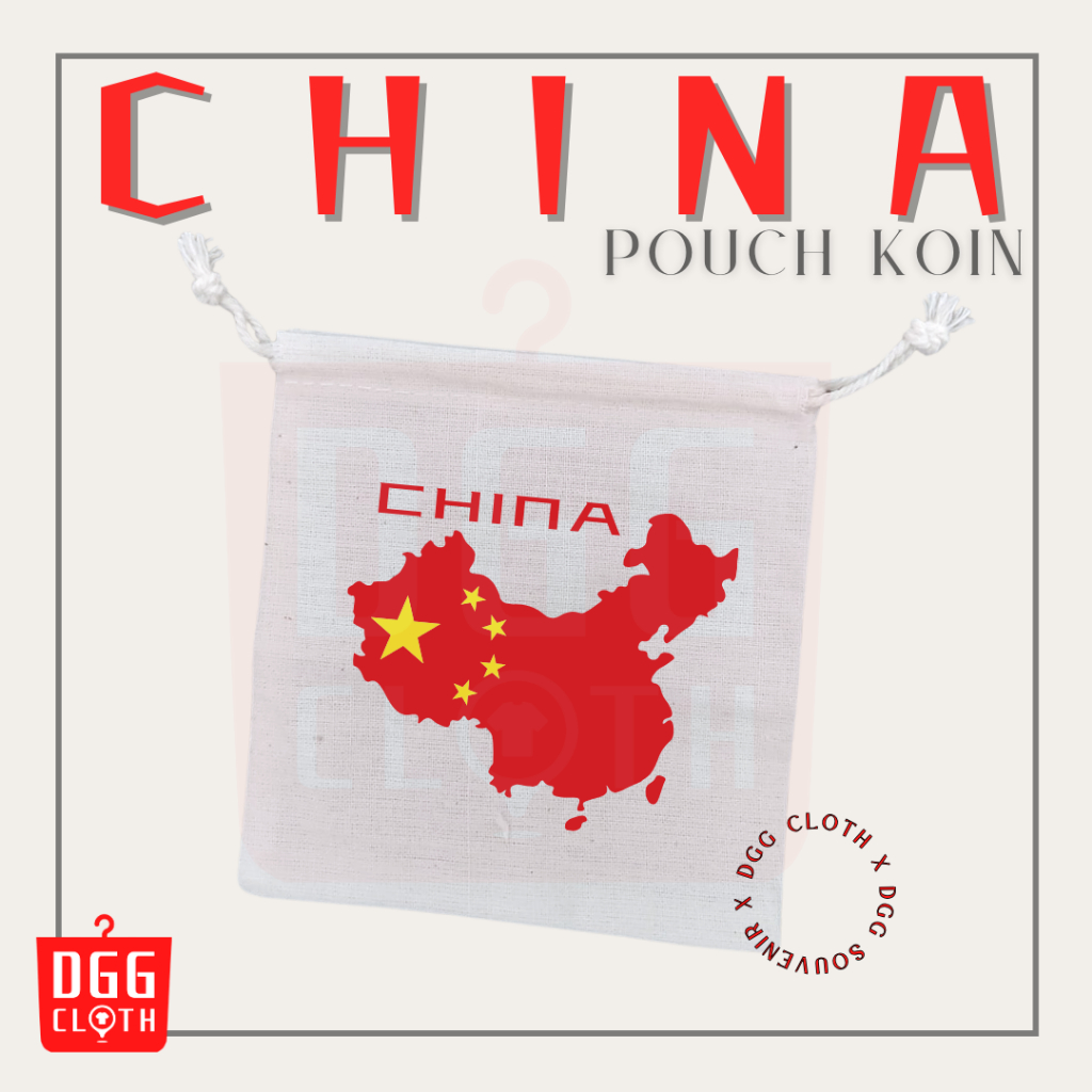 DGGCloth Pouch Koin Souvenir China Dompet Koin Oleh Oleh Beijing Bahan Blacu Tali Serut Type 3