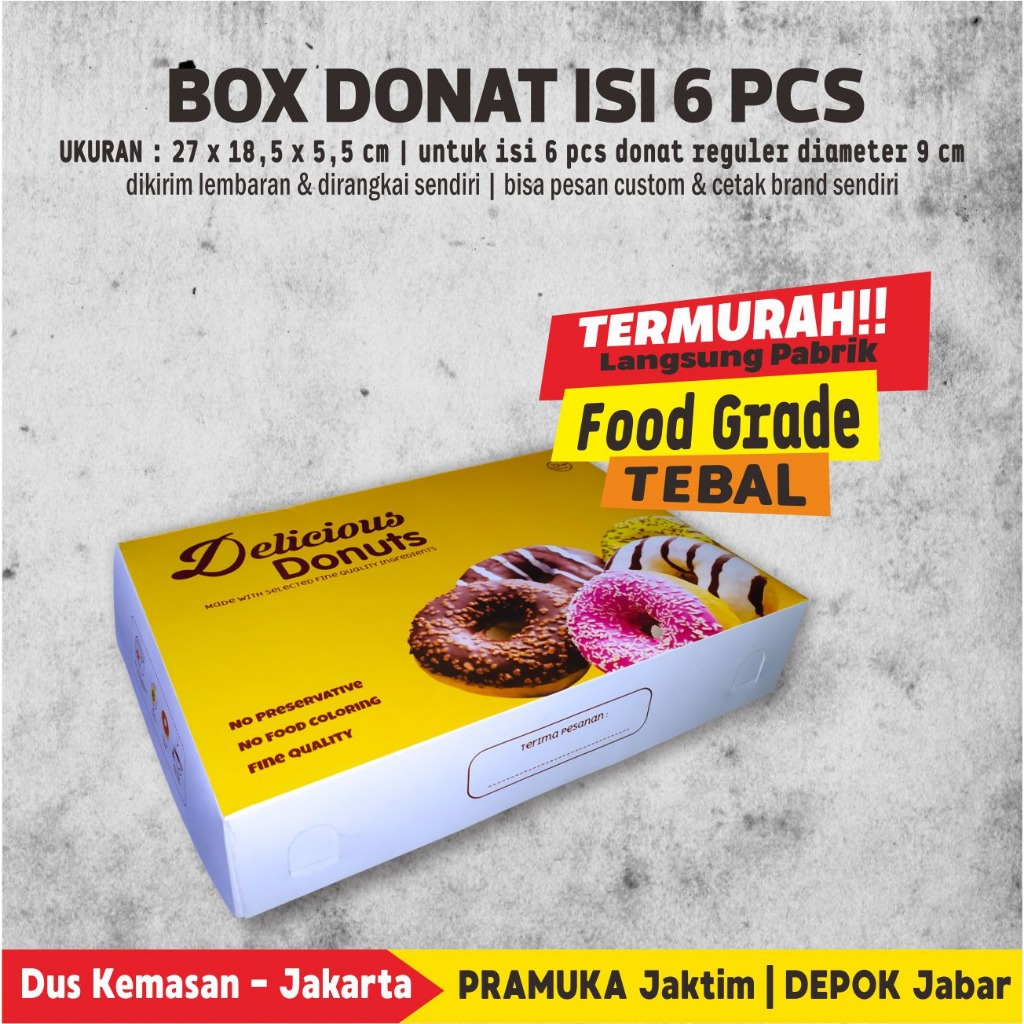 

Dus Donat Kuning uk 27 x 18,5 x 5,5 cm Foodgrade cetak Full Color