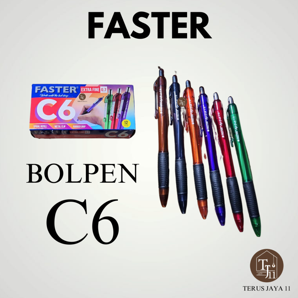 

FASTER Bolpen C6 / Bolpen Faster C6 / Bolpoin Hitam / Bolpen Hitam 1 kotak