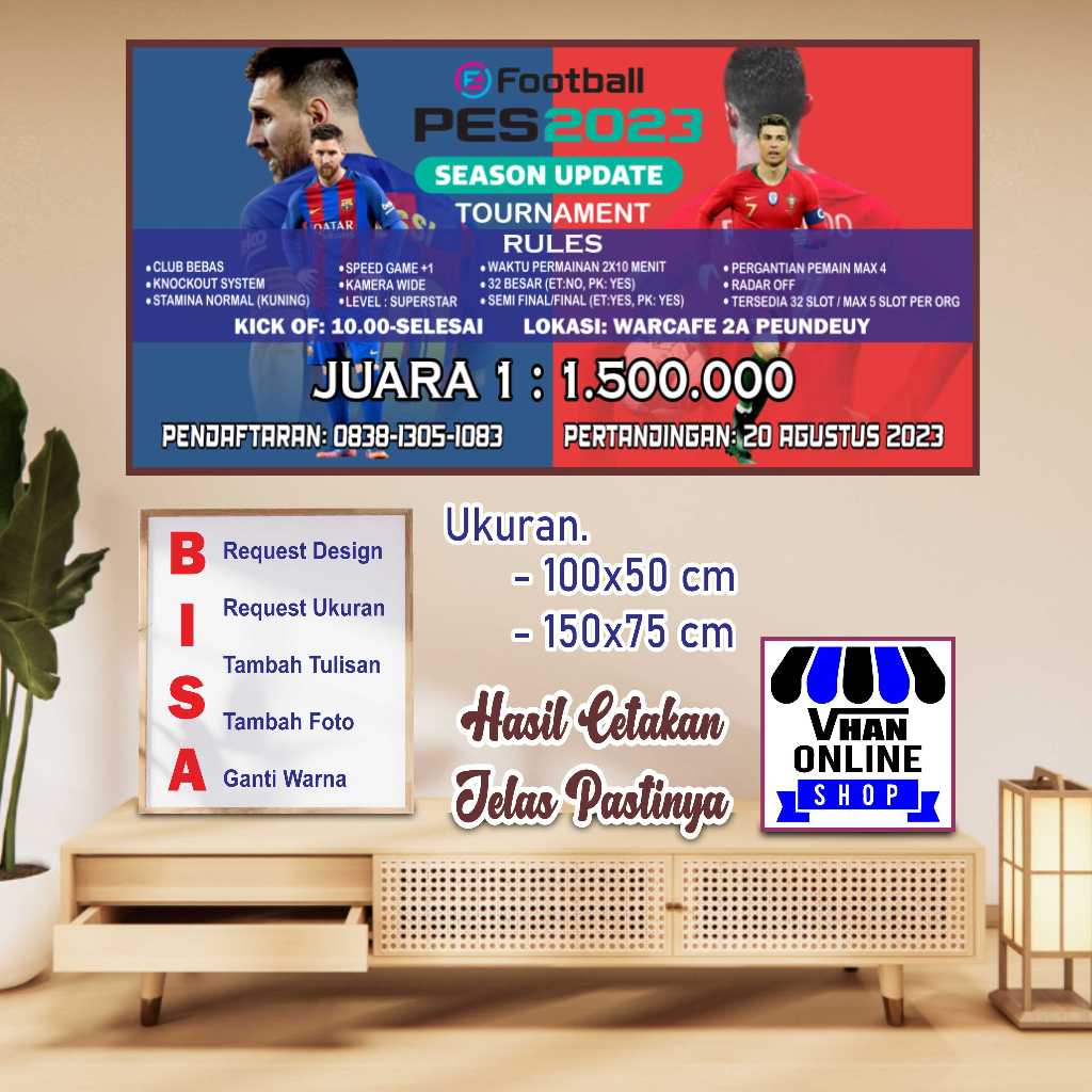 Custom banner MMT Spanduk Untuk Turnamen Atau Lomba Sepak Bola
